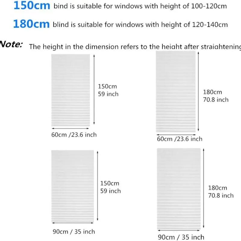 Blind for Window Self Adhesive Pleated Blinds Cordless No Drill Fabric Blinds Room Darkening Shades Blackout Shades for Bathroom