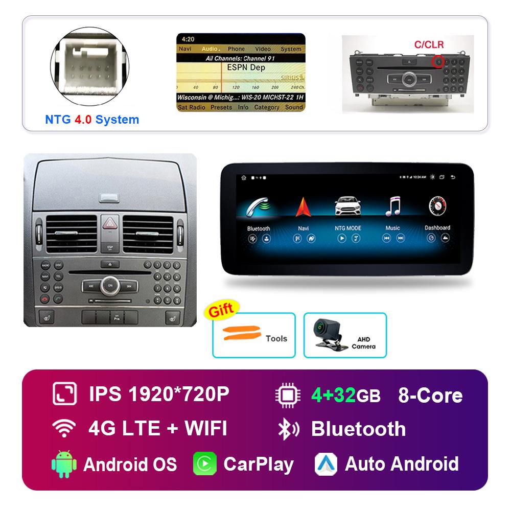 Ecran Tactil HD de 12,3 inch pentru Mercedes Benz C W204 2007 - 2010 Sistem NTG 4.0 Radio Auto Android Player Multimedia GPS 4G WiFi