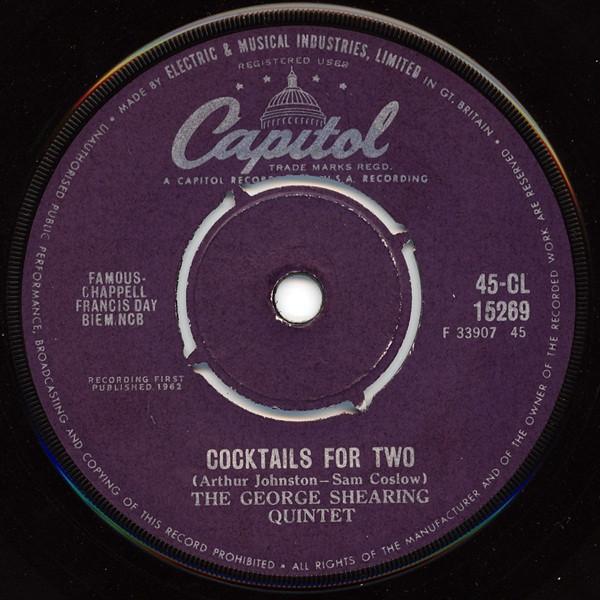 7inch Record GEORGE SHEARING QUINTET Cocktails For Two 45CL15269 CAPITOL 1962 UK Jazz Used