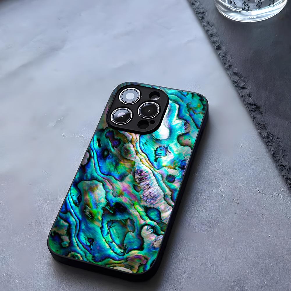 Abalone Shell Phone Case Tempered Glass For IPhone 17 13 14 16 12 15 11 Pro Max Plus Mini X XR SE2020 Coque