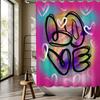 Valentine's Day LOVE Graffiti Pattern Digital Print Shower Curtain, Bathroom Decoration Home Decor Four Seasons Woven Polyester