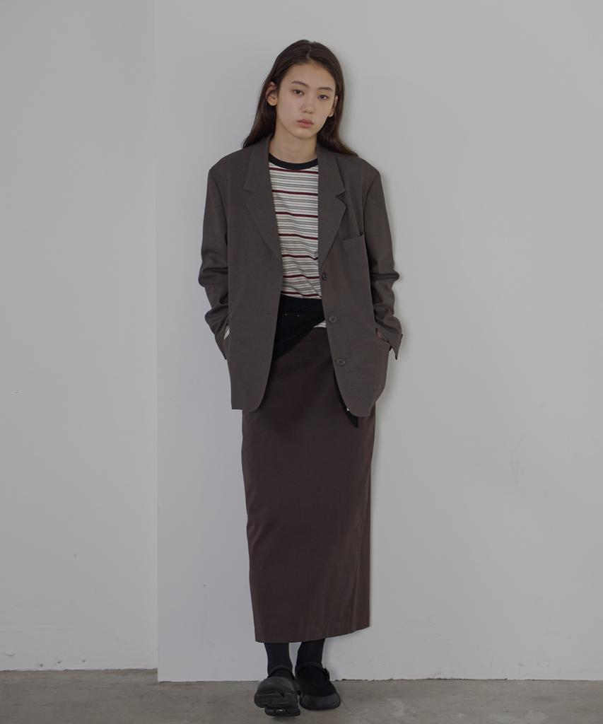 BUT'TON Standard Fit Long Skirt (Charcoal Brown)