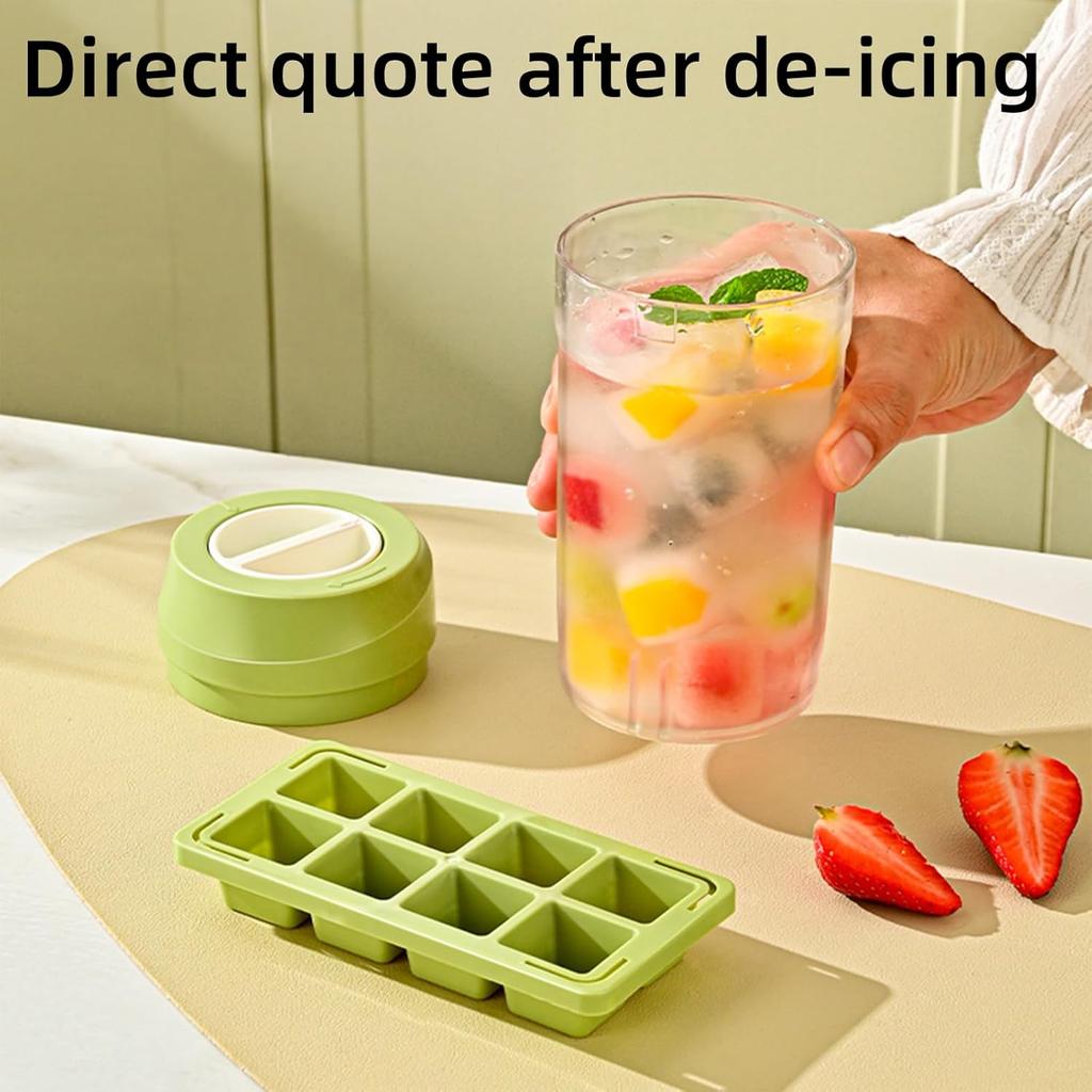 Ice Making Cup 8 Grids Ice Cube Mold Simple Portable Ice Making Cup Rotating De Icing Large Capacity Ice Storage Cup for Summer