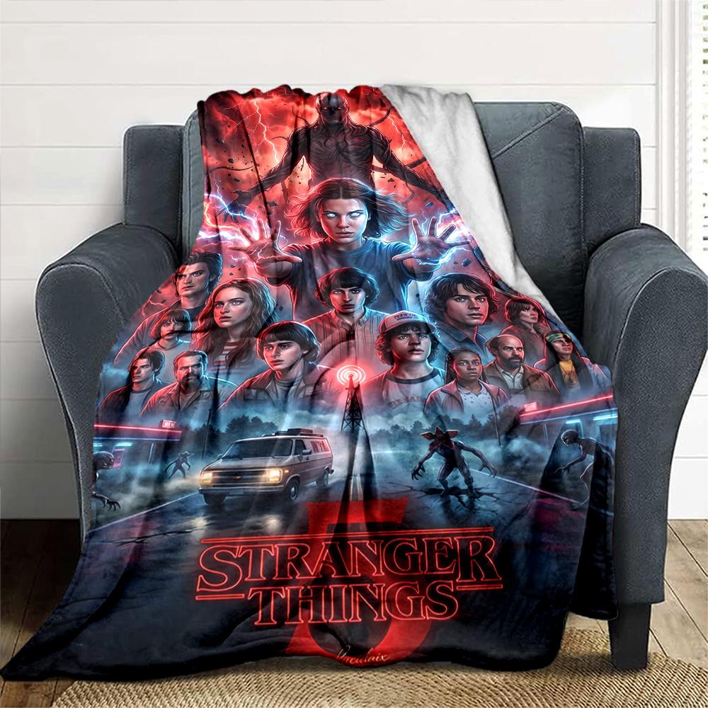 Stranger Things Blanket Warmthful Decor Suitable for Livingroom Office Chair Picnics for All Seasons Playful Design
