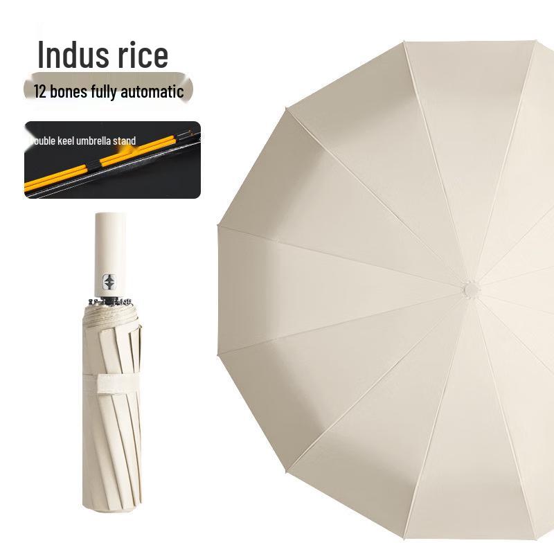 Sanhe 12-Rib Automatic Folding Sun & Rain Umbrella