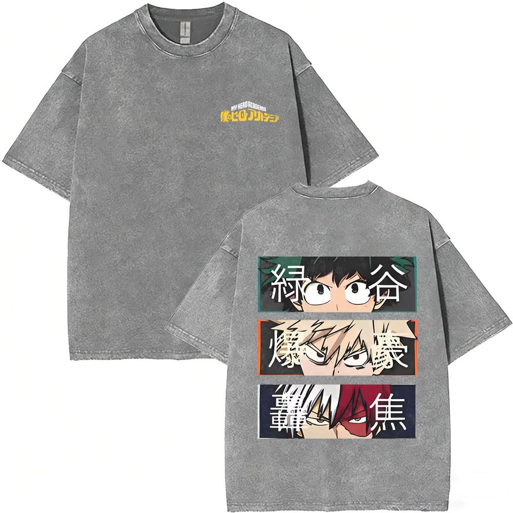Washed Vintage Anime My Hero Academia Himiko Toga Graphic T-shirt ga Casual T-shirts Unisex Y2k Oversized T Shirts