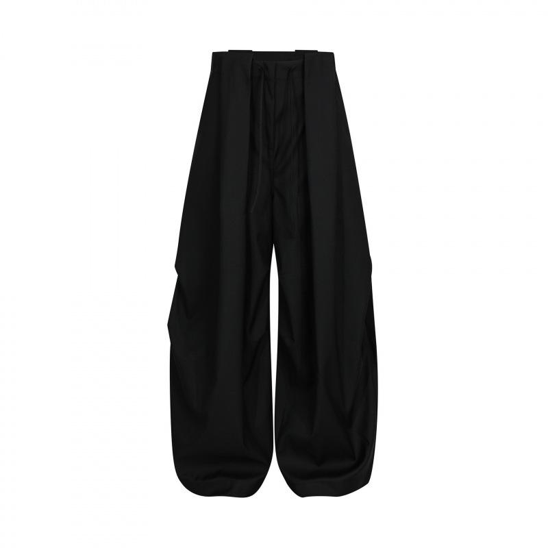 

EON 26 Spring Retro Street Style Pleated Wide-Leg Casual Pants for Men & Women Large чёрный