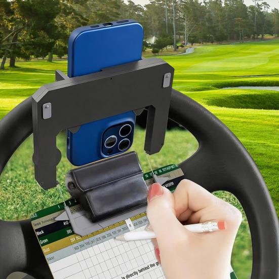 Golf Cart Steering Wheel Phone Mount for 2"-3.6" Wide Cell Phones Flip Up Phone Holder for Club Car Golf Cart Accessories