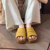 Giant Foot Cover~ Retro Real Soft Leather Cork Platform Casual Slippers Summer New Women's Sandals Outside