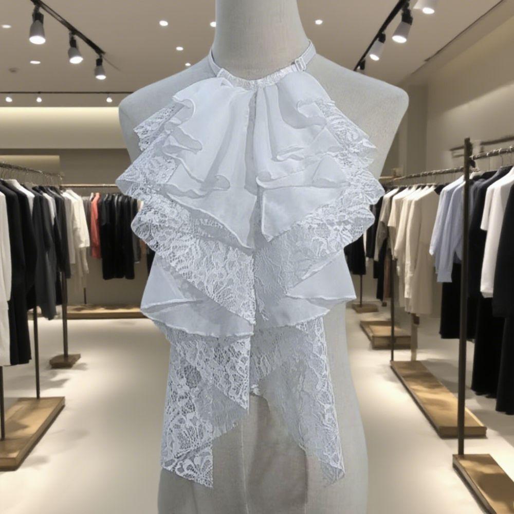 Elegant Layered Lace False Collar Adjustable Decorative Lace Neckline Fake Lace Collar  Gift