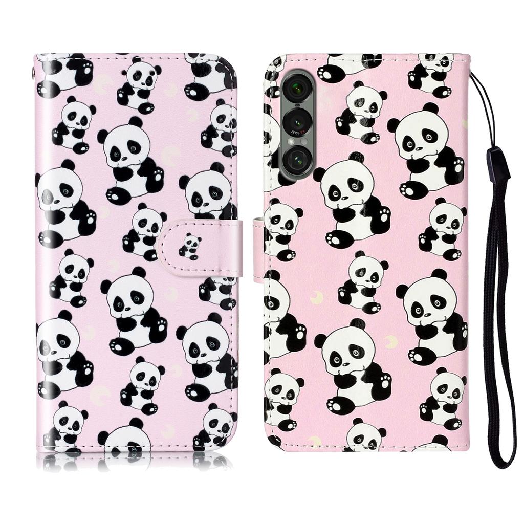 For Sony Xperia 1 VII Case Pattern Leather Wallet Phone Cover with Strap