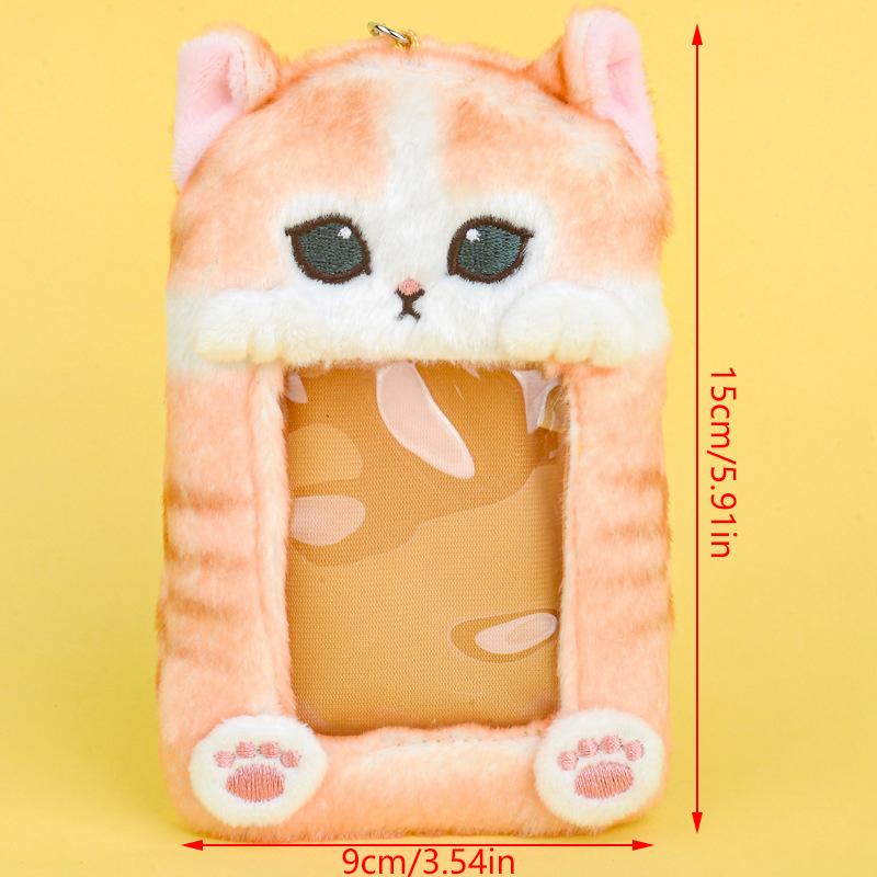 Cute Shark Cat Girls Women Plush Photocard Holder With Keychain Cute Cartoon Photo Card Holder Id Credit Band Card Protector