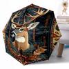 Forest Deer Skull Outdoor Automatic Umbrella Sturdy 8 Rib Durable Plastic Iron Outdoor Daily Use Outdoor Accessory Perfect Gift Friends
