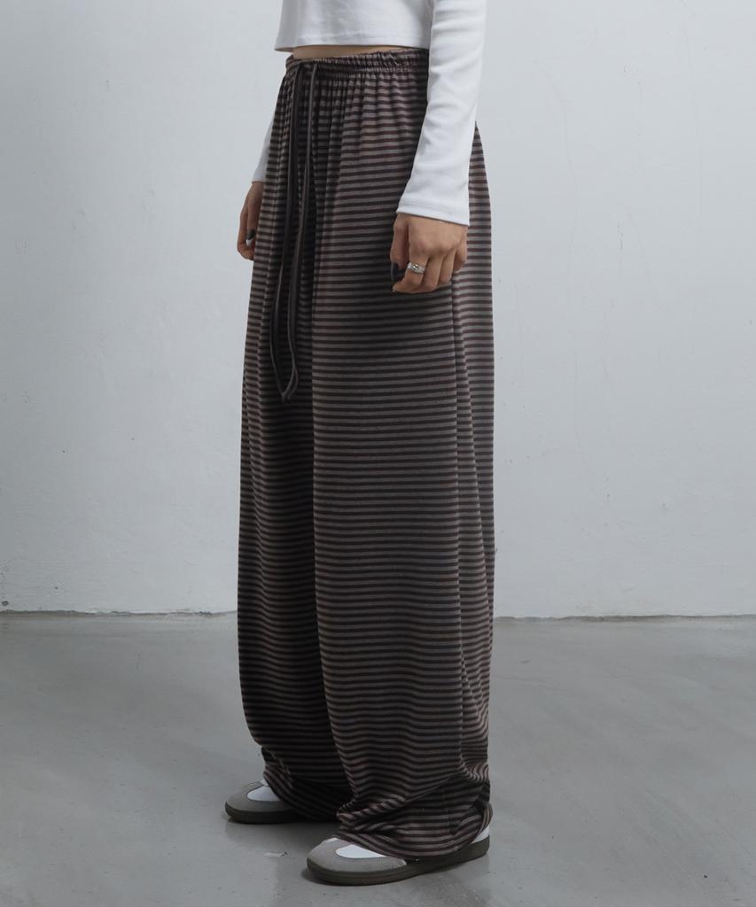 CHICKS Regular Striped Pants Brown