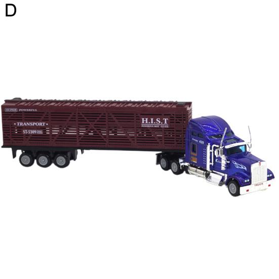 1:65 Alloy Truck Model Realistic Simulated Detailed American Super Long Transport Truck Model for Adults