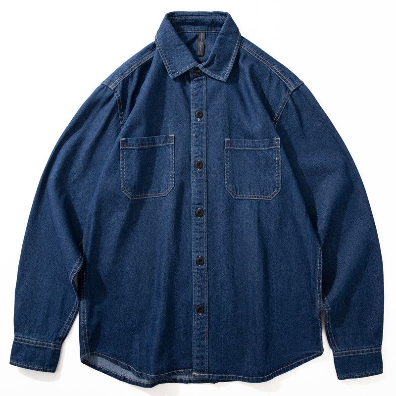 Long Sleeves American Minimalist Autumn Casual Denim Shirt