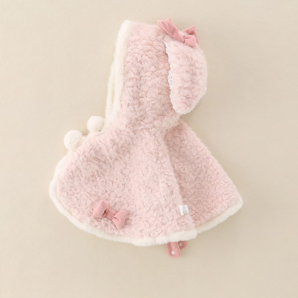 Vilemenya Detské Pončo s Roztomilým Králičím Plášťom pre Chladné Počasie Darček na Baby Shower Narodeniny Kapucňa, Detský Kabát, Plášť, Dievčatá, Nadýchaný, Jesenné/Zimné Výlety,