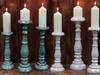 Wooden Candlestick Holder Medium Turquoise Gold