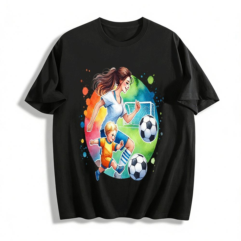 Parent Child Soccer Time Print Casual Adult Kids T-Shirt Pure cotton T-shirt XXS