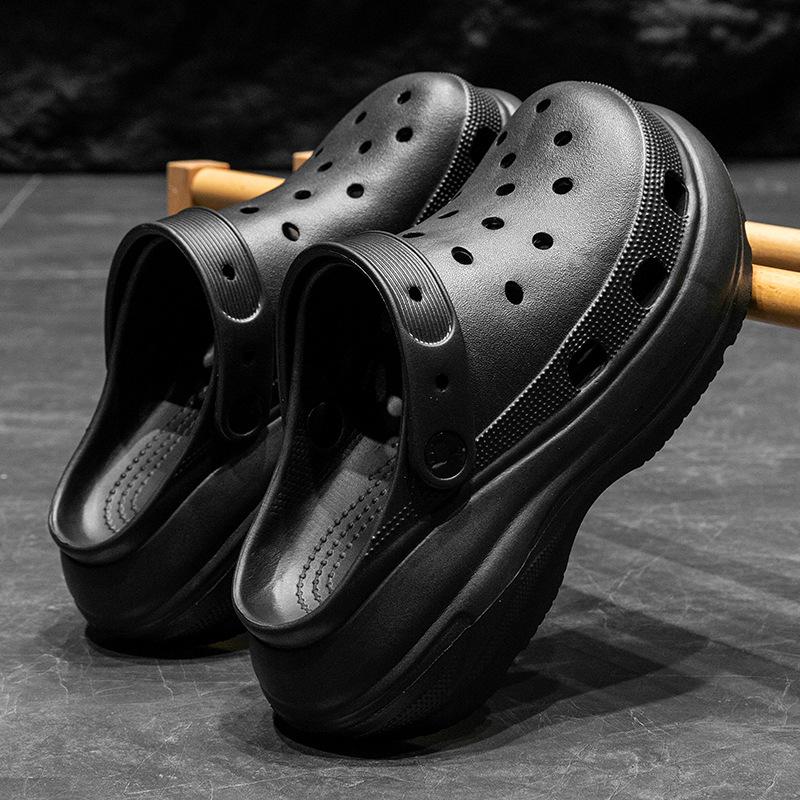 Super high heel hole shoes summer wear height increase casual non-slip deodorant indoor home cool slippers