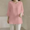 ZANZEA Women Casual V-Neck Solid Color Loose 3/4 Sleeve Blouse