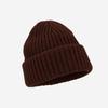 Autumn and winter widened flanged version solid color vertical pattern knitted cold hat simple soft waxy flanged head wool hat women