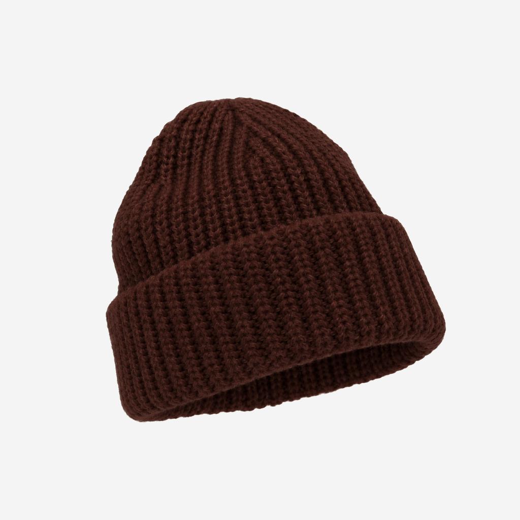 Autumn and winter widened flanged version solid color vertical pattern knitted cold hat simple soft waxy flanged head wool hat women