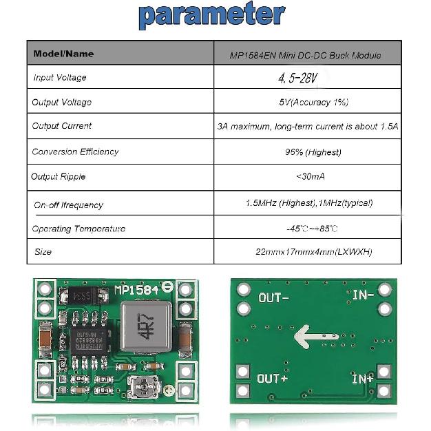 12PCS MP1584 MP1584EN DC-DC 3A Adjustable Voltage Buck Converter Mini Voltage Power Supply Step Down Module 24V To 12V 9V 5V 3V