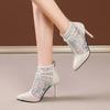 fashion Sharp toe mesh boots, high heels, women's summer 2024 fashion new mesh cool boots, fashionable and luxurious slim heel sandals