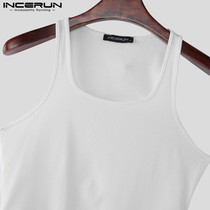 INCERUN Men Underwear U Neck Sleeveless Rib Fitted Leotard Jumpsuits