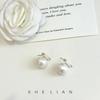 Gold Plated Mint Mambo Cotton Pearl Stud Earrings Ins Versatile Earrings Light Luxury Premium Silver Needle Earrings