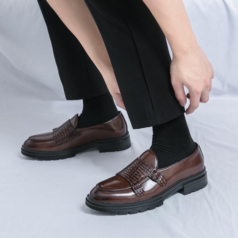 Spring and Autumn New Large Size Munch Shoes Double Buckle Leather Shoes Size Business Dress