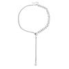 Pearl Snake Bone Chain Bead Splicing Necklace Minimalist Broken Silver Necklace Tassel Collarbone Chain Jewelry Gifts