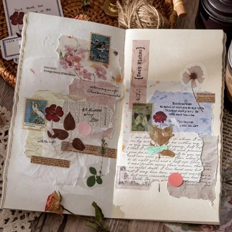 Artistic Beautiful Nature Plants Flowers Grass Series PET Hand Book Stickers Retro Scrapbook Notebook DIY Decoration for Girl
