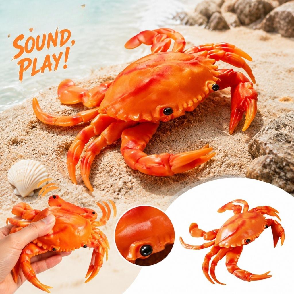 Realistic Crab and Soft Rubber Stress Toy with Sound