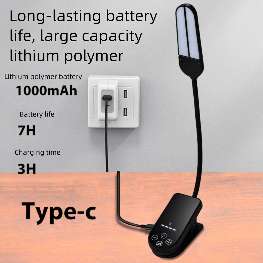 Portable LED Light Book Light Portable Design Double Head Clip Light Timed Display USB Rechargeable Reading Light Desk Use