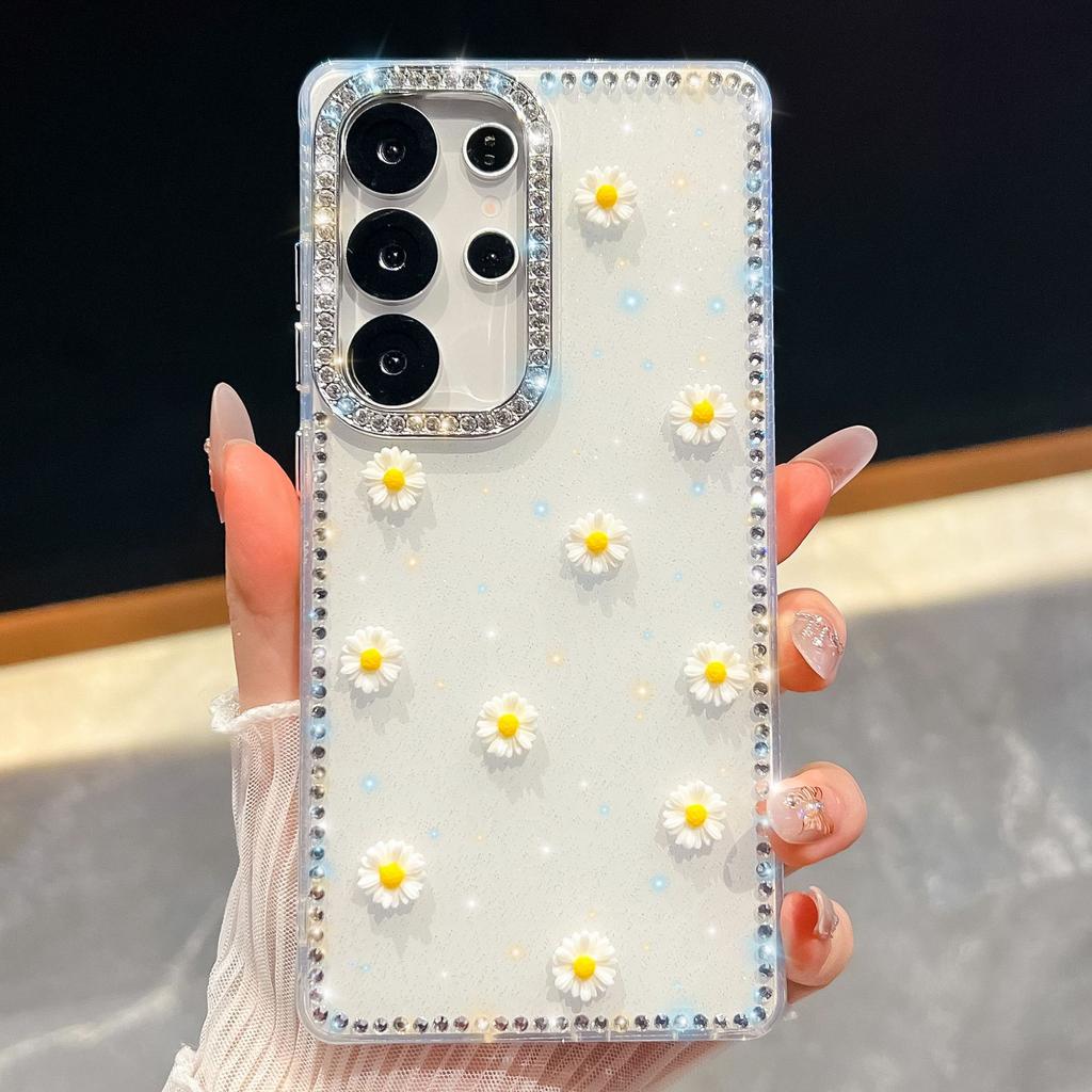 Suitable for Samsung S25 Ultra Flash Drill Mobile Phone Case A17 Creative Little Zou Juhua A56 Flash Powder Luxury All Inclusive Soft Shell