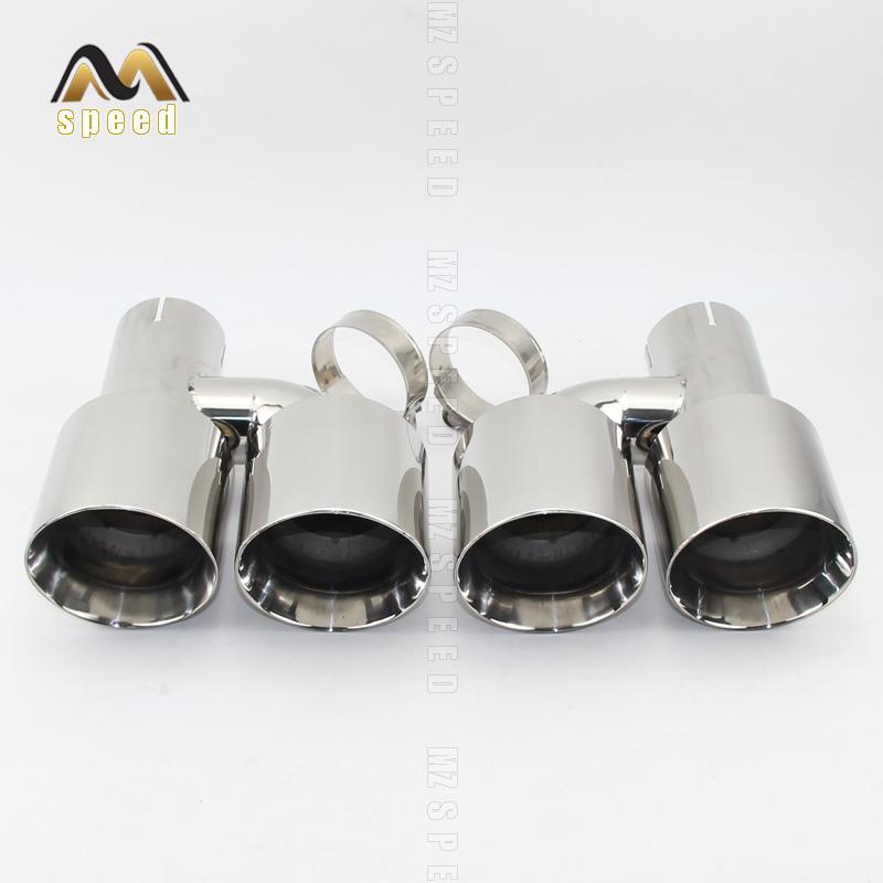Car Accessories Stainless Steel H Type Double Outlet 101mm 114mm Straight Side Exhaust Pipe Tail Throat