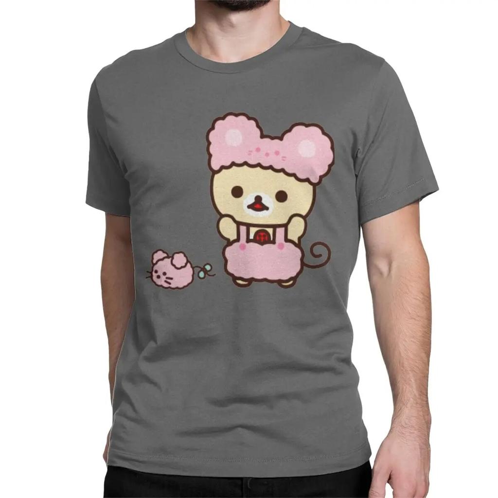 Novelty Rilakkuma Korilakkuma T-Shirts Unisex Wo Unisex Crewneck 100% Cotton T Shirt Short Sleeve Tee Shirt Plus Size Clothing