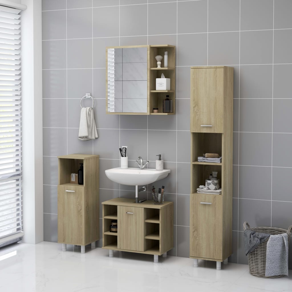 Bathroom Mirror Cabinet Sonoma Oak 62.5x20.5x64 Cm Engineered Wood