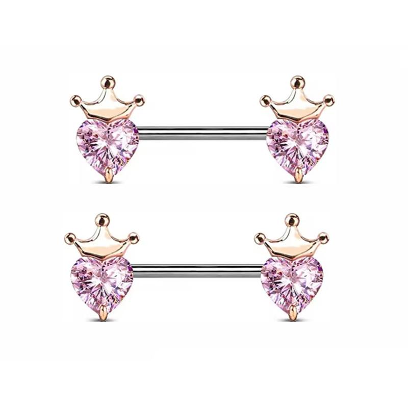1Pair Pink Butterfly Nipple Piercing Jewelry Shiny Crystal Nipple Rings For Women Girls Heart Nipple Barbells Piercing Pezon