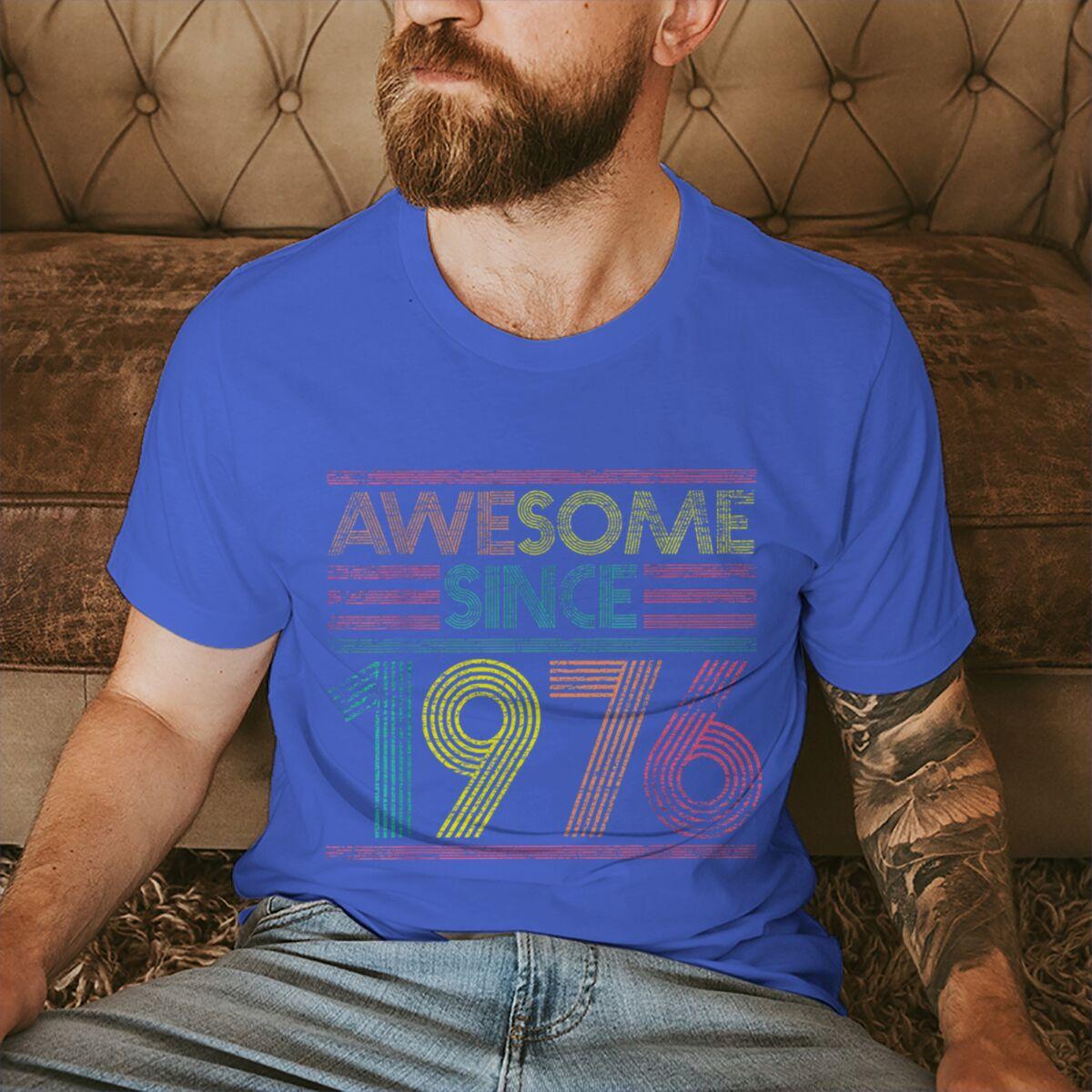 

Born in 1976 50 Years of Being Awesome Fashion 50th Birthday Gift T-shirts Vintage Men s Casual Tee Loose Streetwear T-shirt Top Women s Clothing XXS