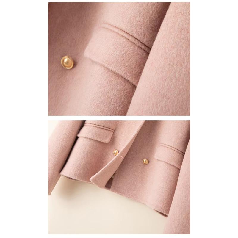Cashmere Coat Women Autumn Winter Double-Breasted Doll Collar Short Wool Jacket Female Loose Outwear