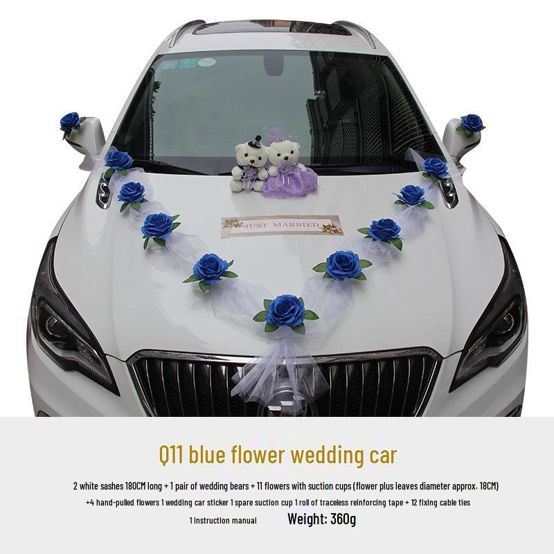 European-Style Wedding Car Decoration: Simulated Rose Head Flower Set