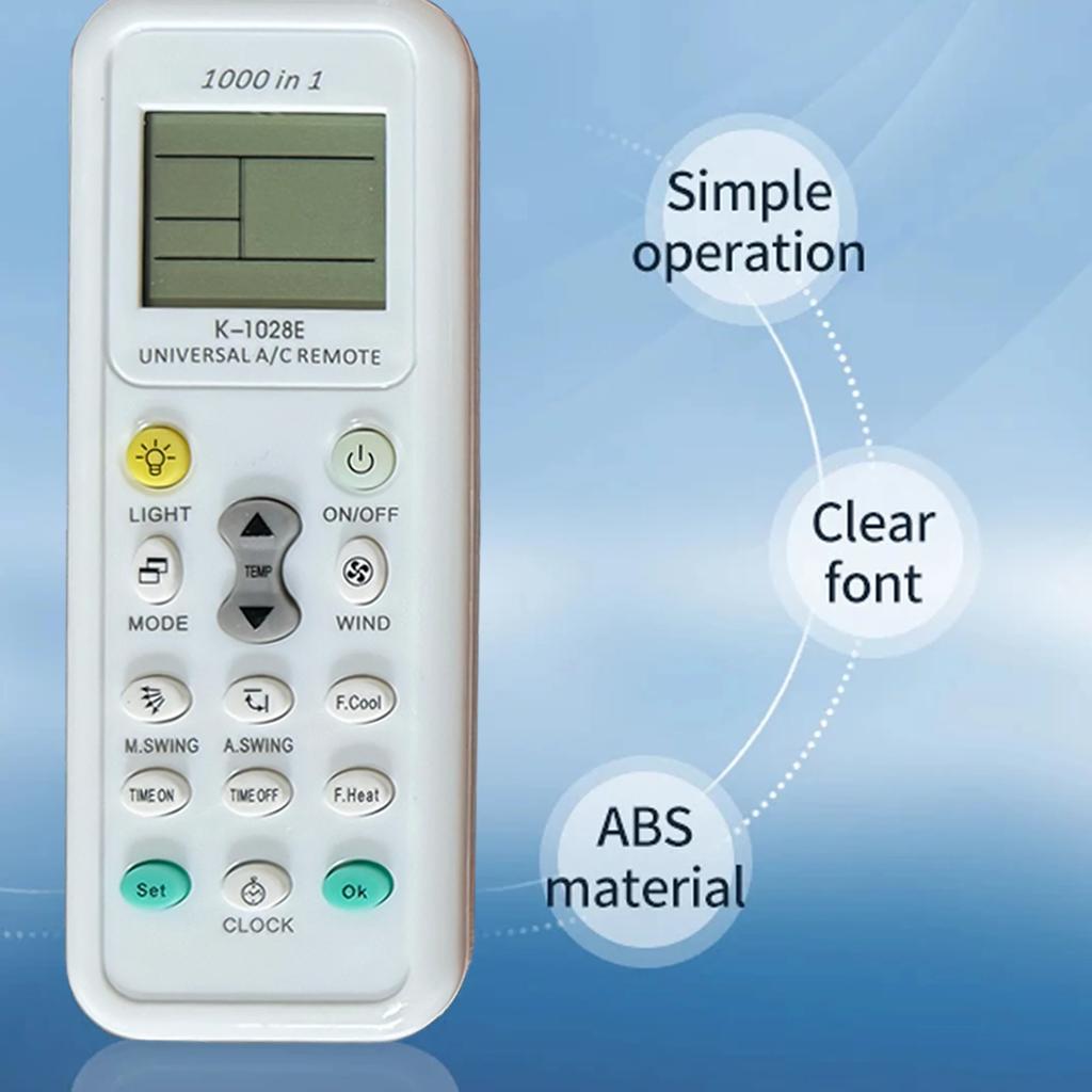 Universal Klimaanlagen-A/C-Fernbedienung K-1028E Kompatibel mit Haier Geli Hitachi Panasonic LG Sharp Gree Midea Bosch Tosh