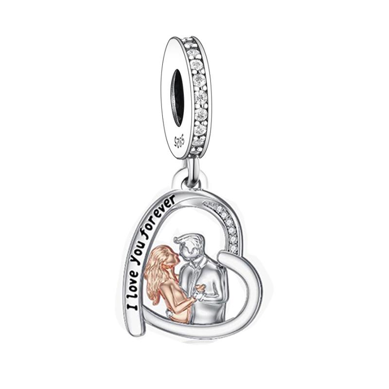 FC Jewelry Fit Original Pan Charms Bracelet Necklace 925 Silver Pregnant Mum And Dad Bead For Making Women Berloque