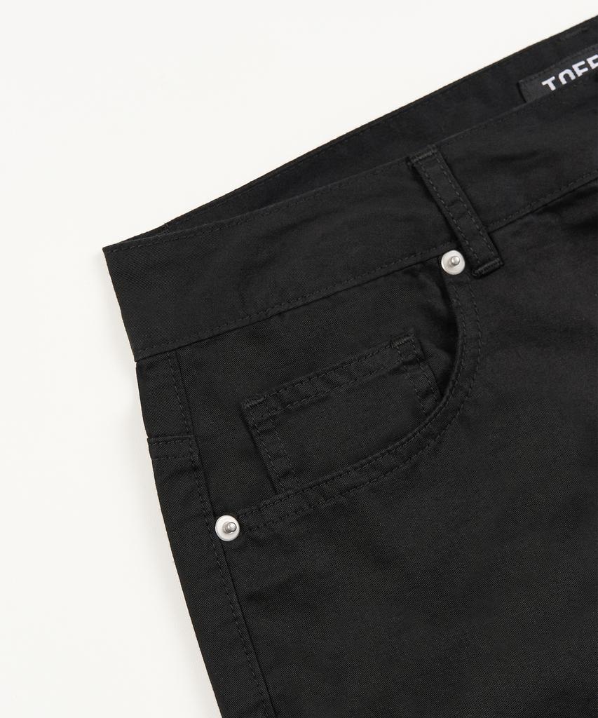 TOFFEE Curved Barrel Cotton Pants (Black)