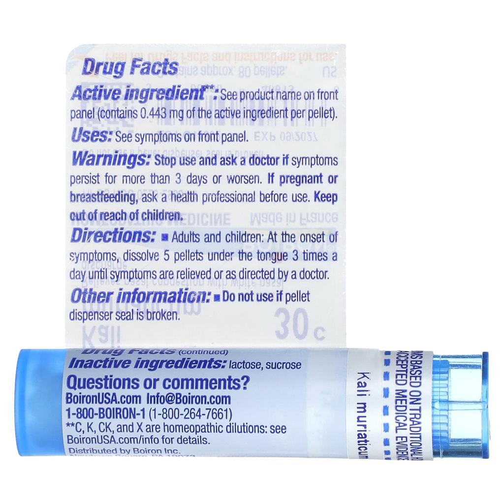 Kali Muriaticum, 30C, Relieves Nasal Congestion, Approximately 80 Pellets