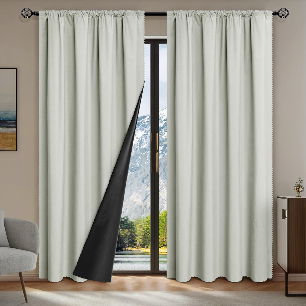 

1pc Modern Style 100% Blackout Solid Color Curtains with Rod Pocket for Better Privacy 100X160CM 1PC&Rod Pocket бежевий