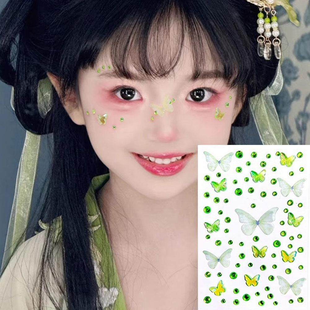 Stickers DIY Eyes Face Body Star Pearl Rhinestones Festival Makeup Tattoos Stickers 3D Face Aurora Crystal Diamond Tattoo